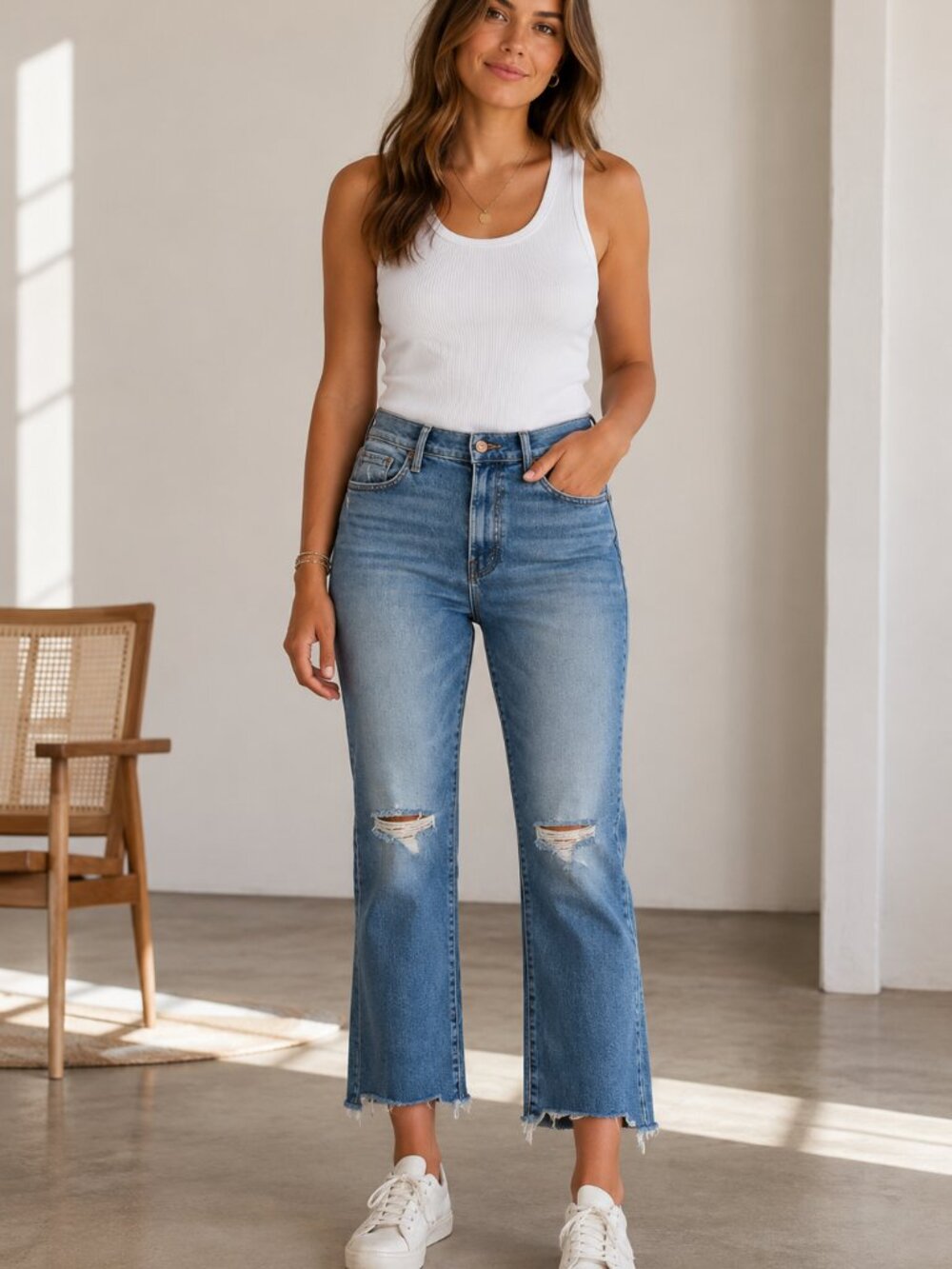 MOTHER The Insider Crop Step Fray Jeans Thrilling Shots Size 27 Distressed